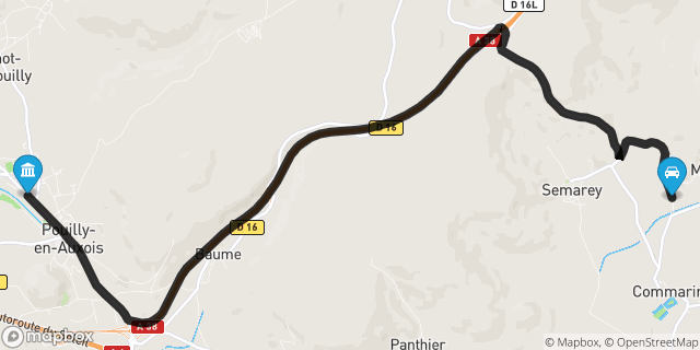 Itinéraire vers Pouilly-en-Auxois
