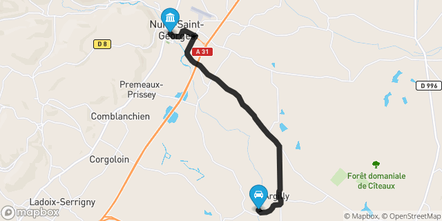 Itinéraire vers Nuits-Saint-Georges