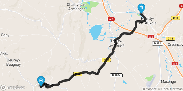 Itinéraire vers Pouilly-en-Auxois
