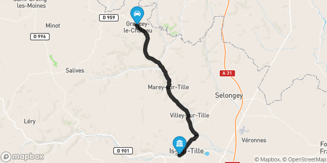 Itinéraire vers Is-sur-Tille