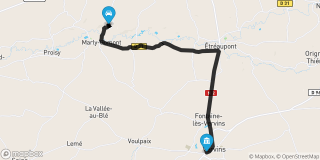 Itinéraire vers Vervins