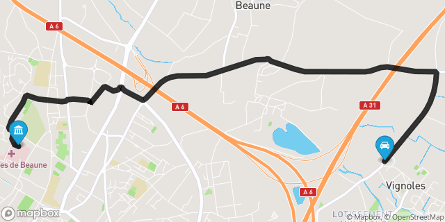 Itinéraire vers Beaune