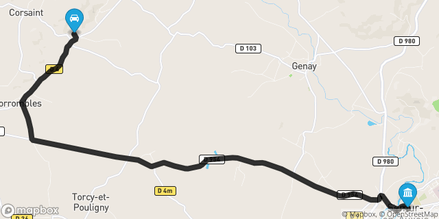 Itinéraire vers Semur-en-Auxois