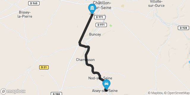 Itinéraire vers Châtillon-sur-Seine
