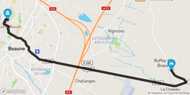 Itinéraire vers Beaune