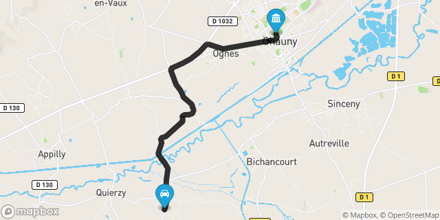 Itinéraire vers Chauny