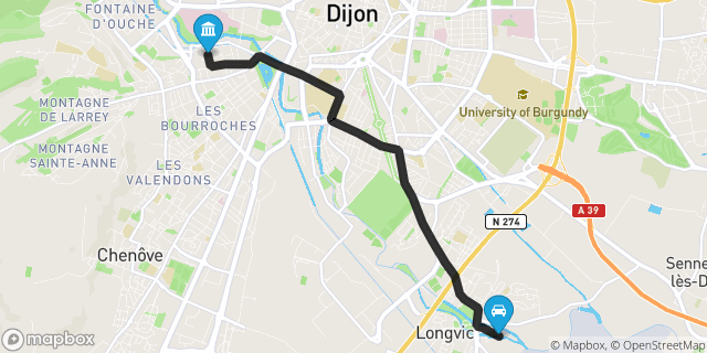 Itinéraire vers Dijon