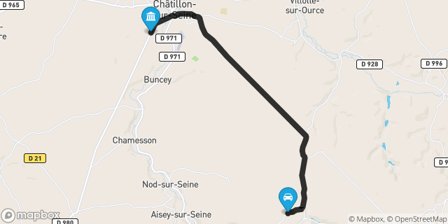 Itinéraire vers Châtillon-sur-Seine