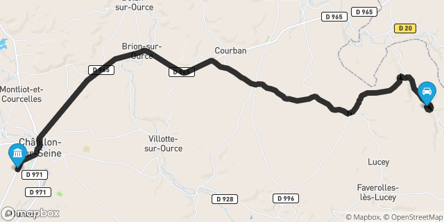 Itinéraire vers Châtillon-sur-Seine