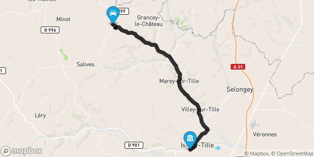 Itinéraire vers Is-sur-Tille