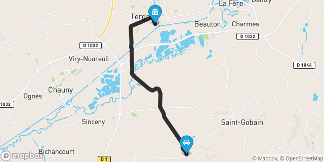 Itinéraire vers Tergnier
