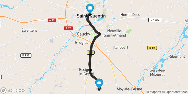 Itinéraire vers Saint-Quentin