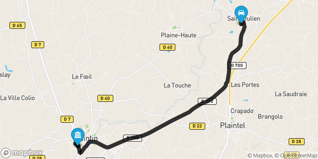 Itinéraire vers Quintin