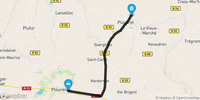 Itinéraire vers Plouaret