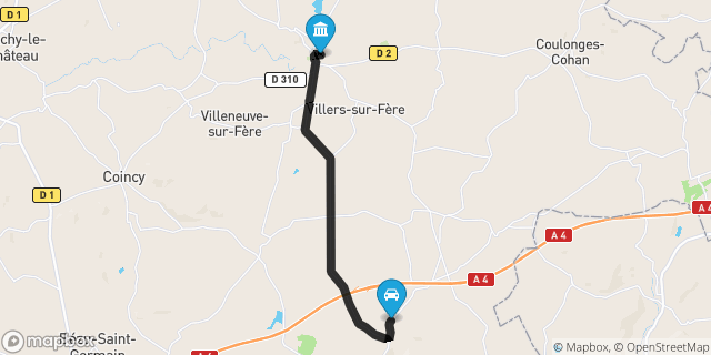 Itinéraire vers Fère-en-Tardenois