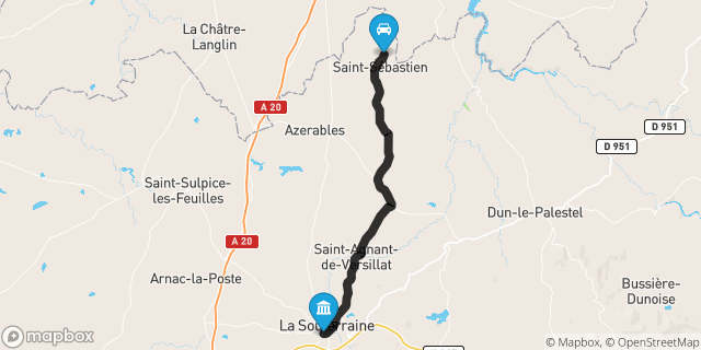 Itinéraire vers La Souterraine