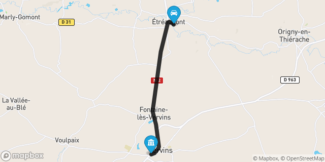 Itinéraire vers Vervins