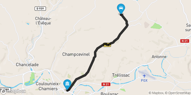 Itinéraire vers Périgueux