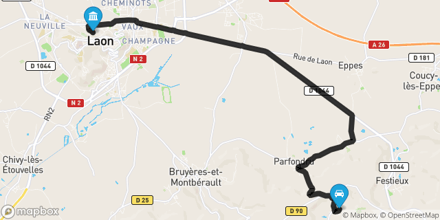 Itinéraire vers Laon