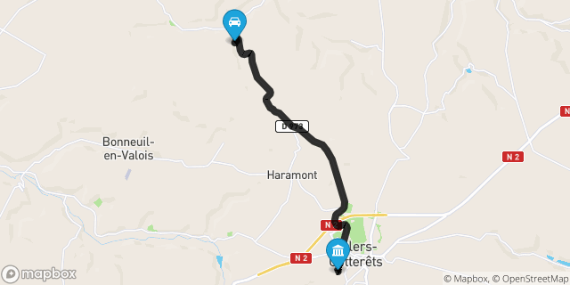 Itinéraire vers Villers-Cotterêts