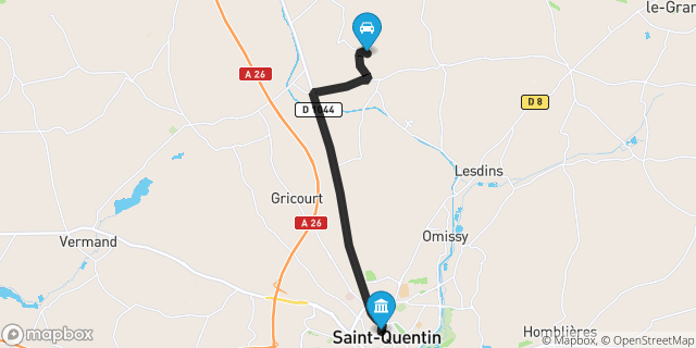 Itinéraire vers Saint-Quentin