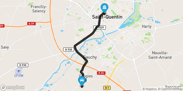 Itinéraire vers Saint-Quentin
