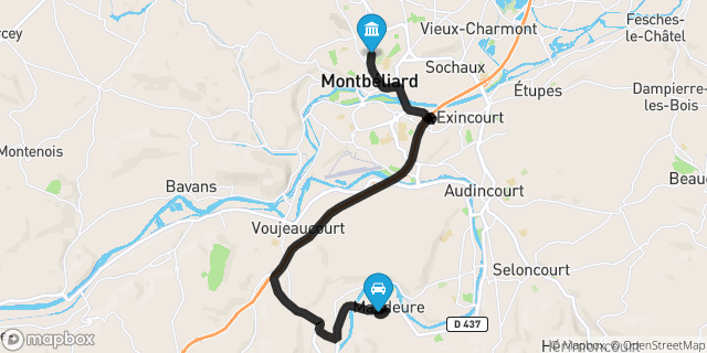 Itinéraire vers Montbéliard