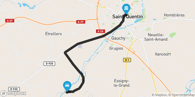 Itinéraire vers Saint-Quentin