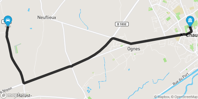 Itinéraire vers Chauny