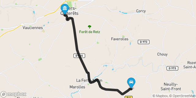 Itinéraire vers Villers-Cotterêts