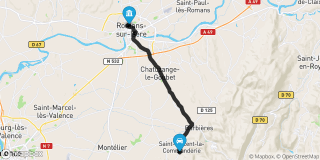 Itinéraire vers Romans-sur-Isère