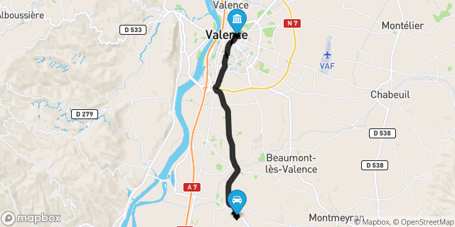 Itinéraire vers Valence