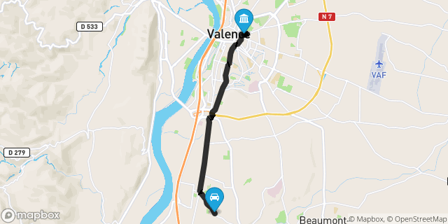 Itinéraire vers Valence