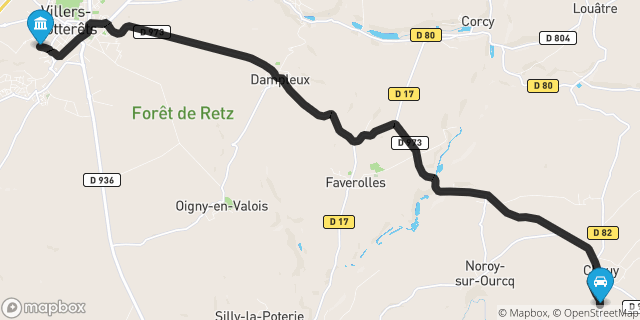 Itinéraire vers Villers-Cotterêts