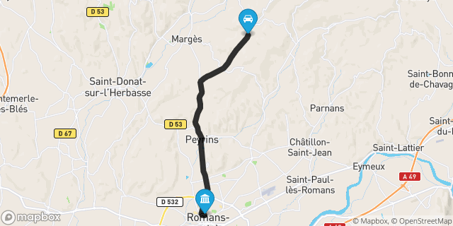 Itinéraire vers Romans-sur-Isère