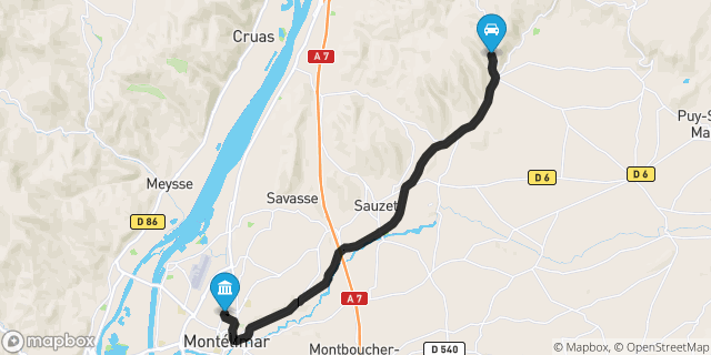 Itinéraire vers Montélimar