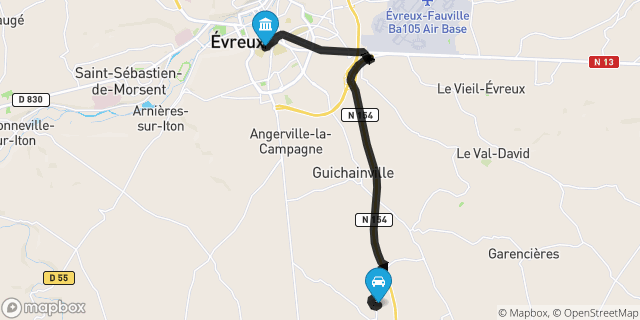 Itinéraire vers Évreux