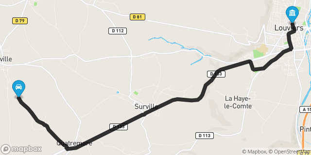 Itinéraire vers Louviers