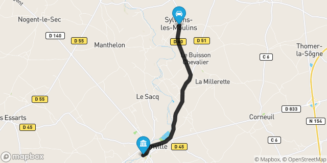 Itinéraire vers Damville