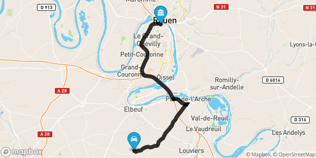 Itinéraire vers Rouen