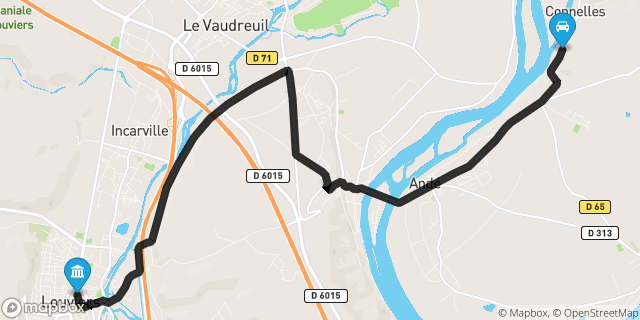 Itinéraire vers Louviers