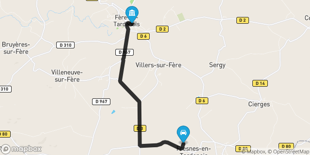 Itinéraire vers Fère-en-Tardenois