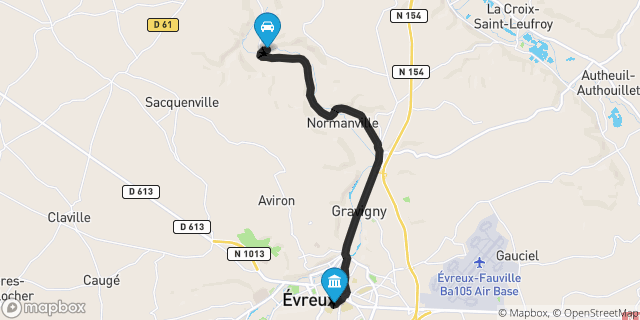Itinéraire vers Évreux