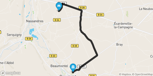 Itinéraire vers Beaumont-le-Roger