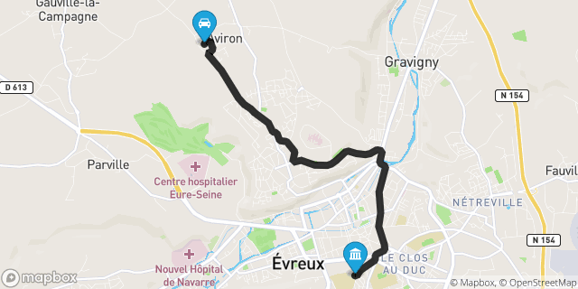 Itinéraire vers Évreux