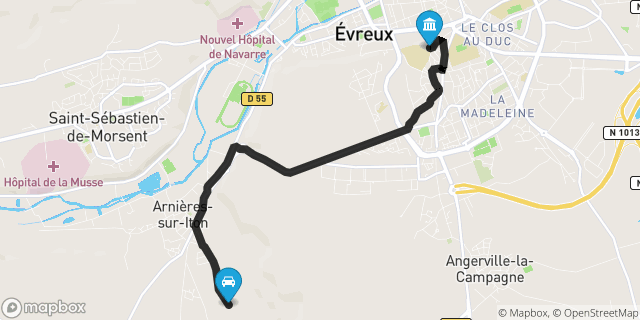 Itinéraire vers Évreux