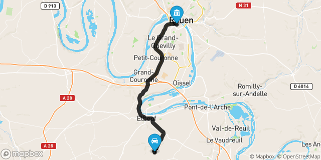Itinéraire vers Rouen