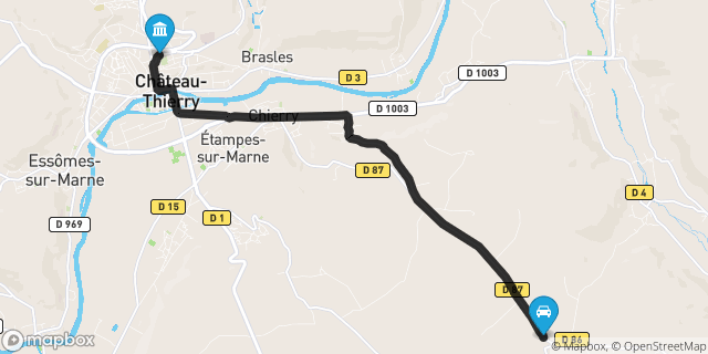 Itinéraire vers Château-Thierry