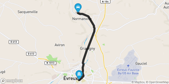 Itinéraire vers Évreux