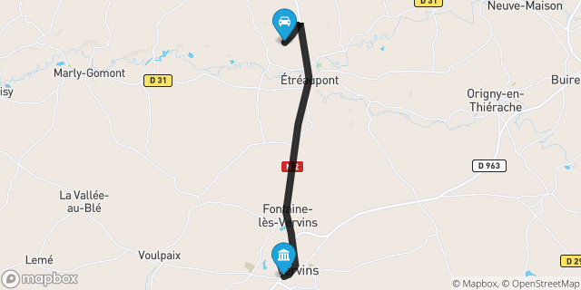 Itinéraire vers Vervins